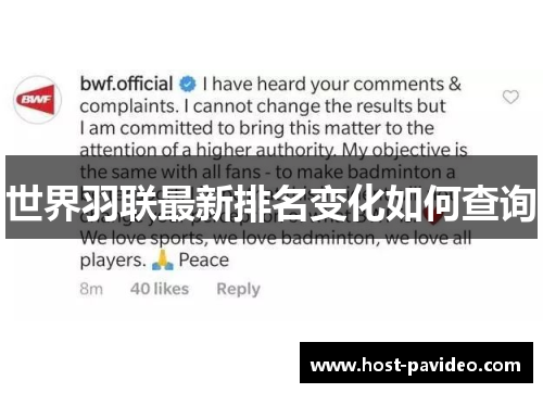 世界羽联最新排名变化如何查询