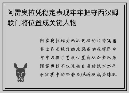 阿雷奥拉凭稳定表现牢牢把守西汉姆联门将位置成关键人物